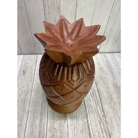 Vintage Pineapple Solid Teak Wood Made In Thailand Carved Tiki Boho Decor 8.5" - Picture 2 of 9